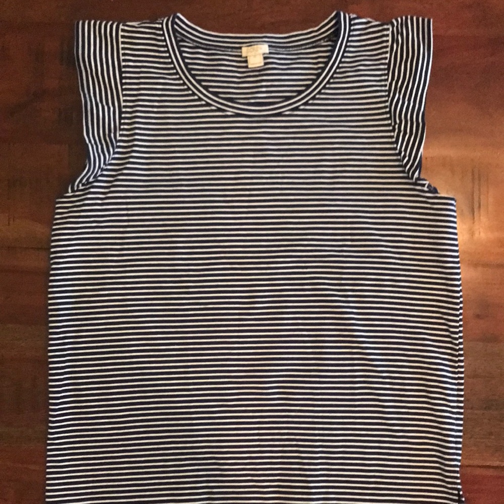 J.Crew Factory Striped Flutter Sleeve Tee